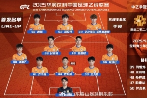 中乙聯(lián)賽第26輪爭冠組山東泰山B隊(duì)客場深圳二零二八隊(duì)首發(fā)陣容