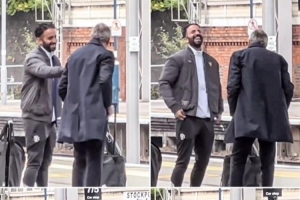 ??聊啥呢？阿莫林等待去倫敦的火車時(shí)和足球總監(jiān)相談甚歡