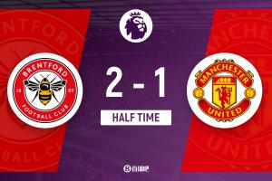 半場(chǎng)-曼聯(lián)暫1-2布倫特福德 舍什科處子球 曼聯(lián)后防兩度被打穿丟球