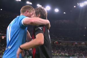 Respect！賽后德布勞內(nèi)與莫德里奇擁抱致意