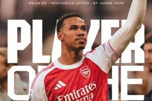 補時絕殺！加布里埃爾當選對陣紐卡一役阿森納隊內(nèi)最佳球員