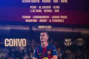 巴薩戰(zhàn)巴黎名單：亞馬爾、佩德里領(lǐng)銜，巴爾德復(fù)出，什琴斯尼在列