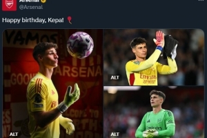 凱帕今天迎來31歲生日，阿森納官推送祝福：生日快樂！