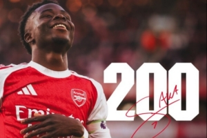 薩卡迎阿森納生涯200場英超里程碑之戰(zhàn)，此前貢獻(xiàn)54球51助攻