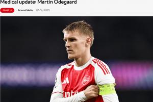 阿森納官方：厄德高左膝內(nèi)側(cè)副韌帶受傷，已退出本期挪威國家隊(duì)