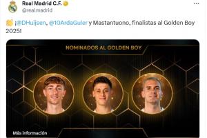 此前金球未發(fā)文，皇馬祝賀赫伊森、居萊爾和馬斯坦托諾進金童候選