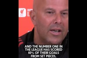 斯洛特調(diào)侃：聯(lián)賽第一60%進球是定位球，我們只落后1分，沒那么糟