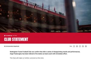 簡短！森林發(fā)布澳波下課公告僅39個單詞，無感謝+祝好