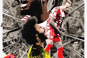 德國(guó)國(guó)家德比！拜仁曬戰(zhàn)多特預(yù)熱海報(bào)：拼貼畫風(fēng)格！于帕凱恩出鏡