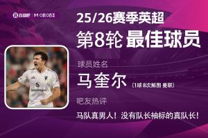 直播吧X咪咕體育|英超第8輪最佳：馬奎爾，吧友近15萬投票選他！