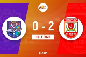 半場(chǎng)-天津津門(mén)虎0-2長(zhǎng)春亞泰 謝維軍送禮西普里安雙響王秋明中框