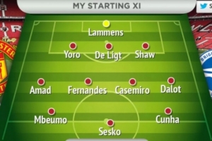 對布萊頓！曼晚預(yù)測曼聯(lián)首發(fā)：姆貝莫、舍什科、庫尼亞前場三叉戟