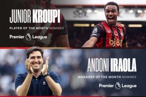 表現(xiàn)優(yōu)異！伯恩茅斯入圍英超10月最佳教練、最佳球員、最佳進(jìn)球