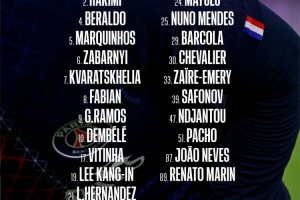 巴黎對尼斯大名單：阿什拉夫、李剛仁、法比安回歸，杜埃缺席