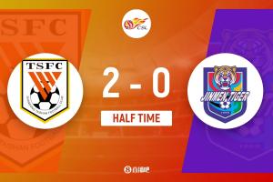 半場-山東泰山2-0天津津門虎 瓦科遠(yuǎn)射破門澤卡建功謝文能獻(xiàn)助攻