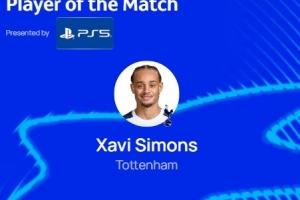 1助攻+4關鍵傳球，官方：哈維-西蒙斯當選熱刺4-0哥本哈根最佳