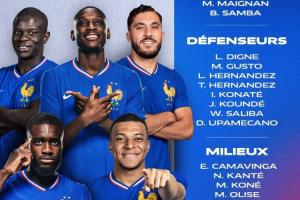 法國名單：姆巴佩領銜，坎特、薩利巴入選，登貝萊、瓊阿梅尼傷缺