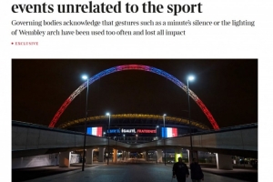 泰晤士報(bào)：英格蘭足球管理機(jī)構(gòu)決定不再為與足球無(wú)關(guān)事件默哀