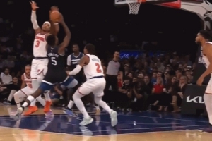 極限1抽3！愛德華茲歐洲步擰麻花打成2+1 唐斯補防稍慢帽到空氣