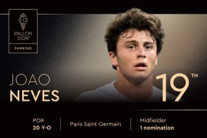 2025年金球獎(jiǎng)排名第19位！若奧-內(nèi)維斯，第一次獲得提名