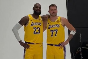 老詹的第22季！湖人媒體日 詹姆斯和東契奇滿分組合的定妝照~