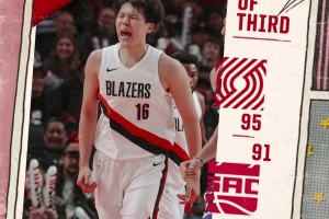 排面??楊瀚森單節(jié)爆轟14分2板1助1帽！直接上球隊海報封面